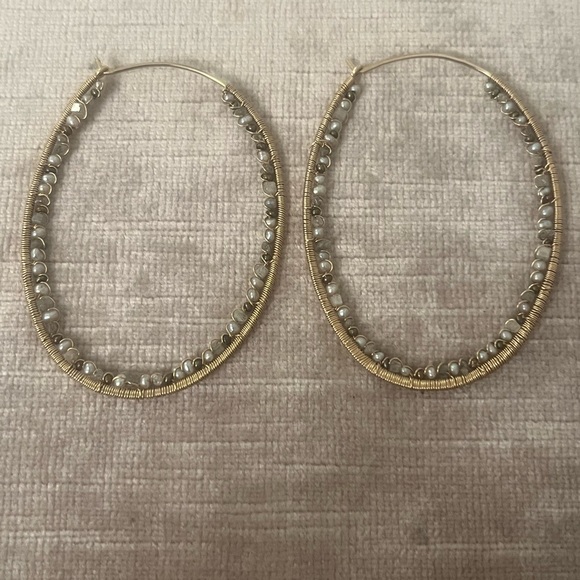 Dana Kellin Brown and Gray Diamond Hoops in 14K Yellow Gold One of a Kind - Picture 4 of 4